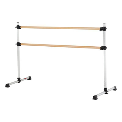 Ballet Barre, barre double en bois de hêtre 6 pi pour la maison, barres de danse portatives autoportantes qui s'étirent, équipement de gymnastique anti-vacillement réglable en hauteur, pour l'entraînement Pilates Balance