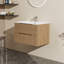 Base de meuble-lavabo mural moderne 30 po, armoire flottante avec 2 tiroirs à fermeture en douceur, fini noyer - lavabo non inclus