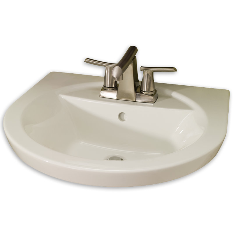Lavabo de salle de bain surdimensionné en U en porcelaine vitrifiée Tropic, Lin, Entraxe de 8 po
