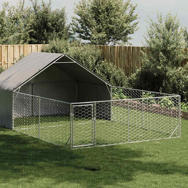 Grand chenil d'extérieur en acier galvanisé pour chien Vidaxl