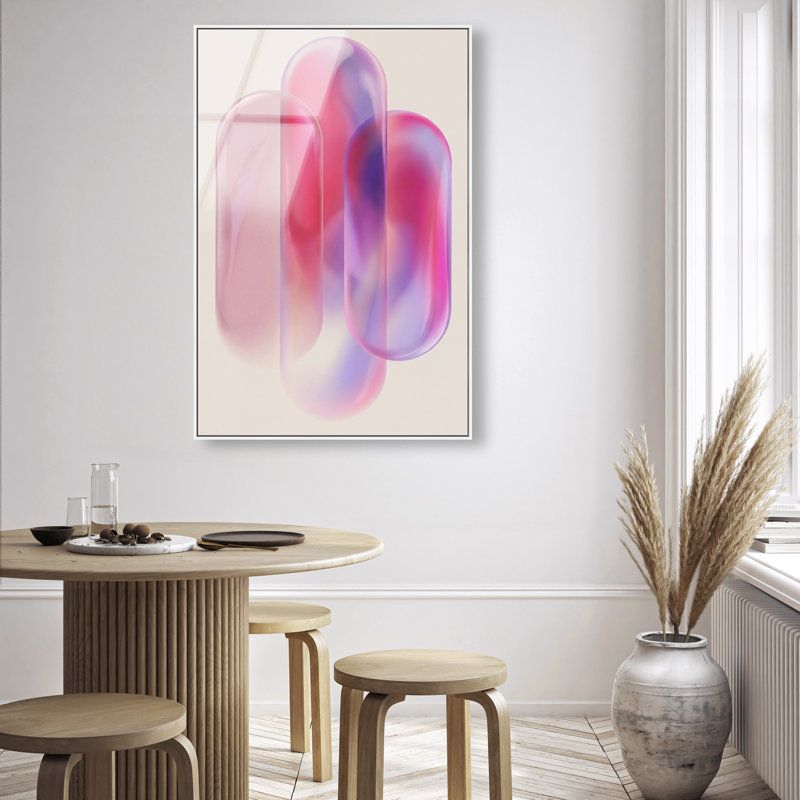 Pink Topaz Gradient Print by Oliver Gal, 37"H x 25"W, White Floater Frame