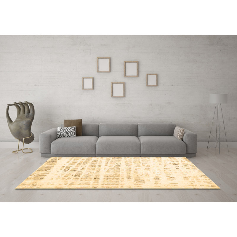 Washable Striped Indoor Rug, Square 4'