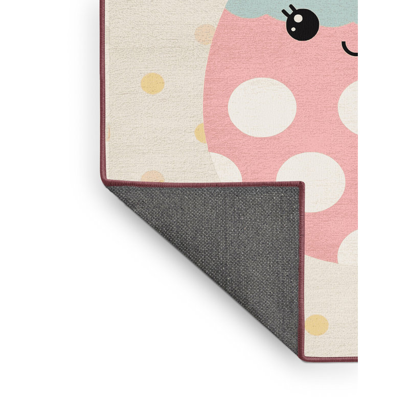 Soft Plush Fanelli Easter Modern & Contemporary Abstract Area Rug in Beige – Rose Binding, 2x3