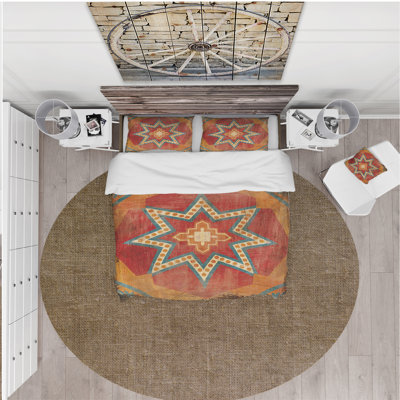 Moroccan Orange Tiles Collage I - Bohemian Chic Duvet Cover Set - Microfiber Polyester