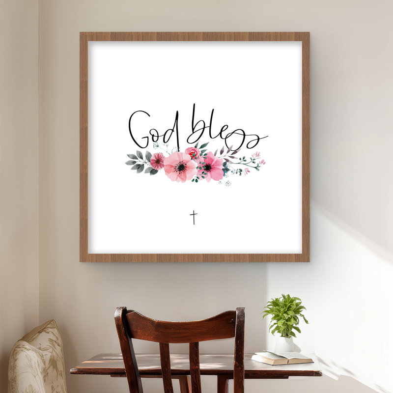 «God bless» - Imprimé mat noir encadré pour la décoration de la chambre