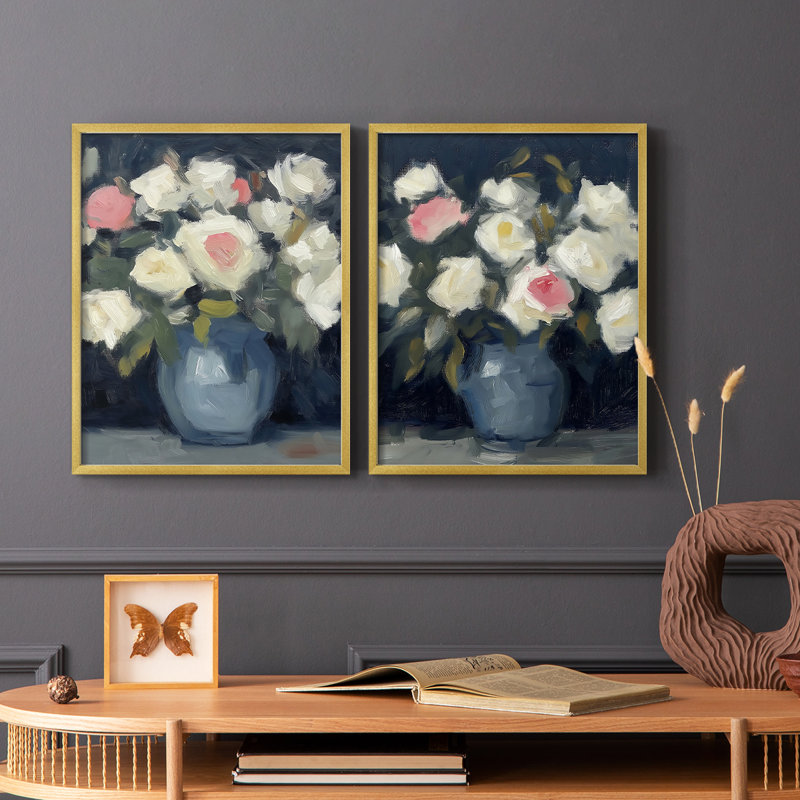 Série FLORAL DCxx - Impression encadrée de qualité supérieure - prête à être accrochée - aucun clou requis - aucun clou requis