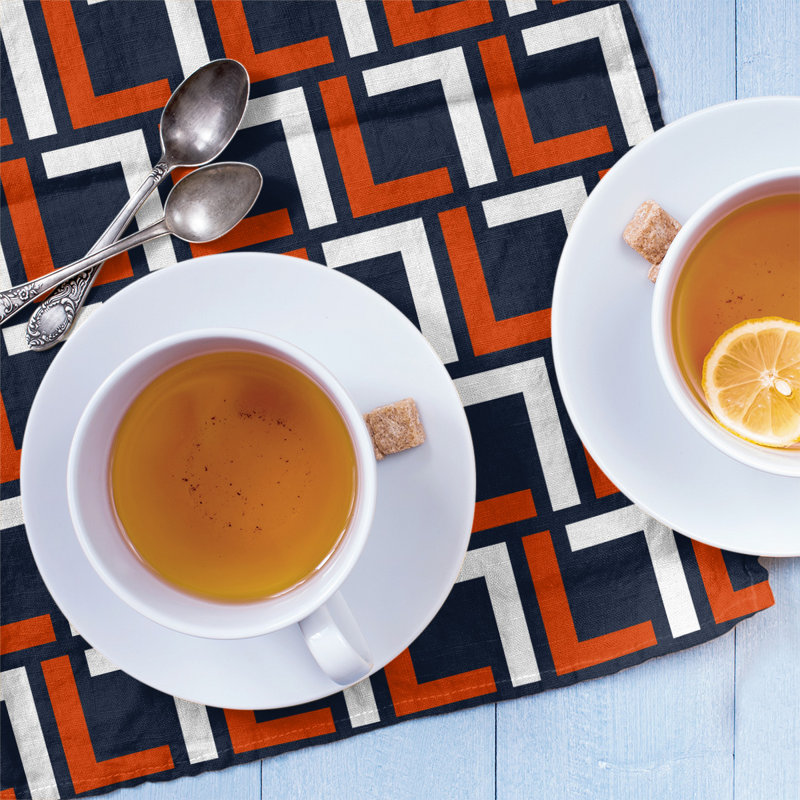 Tira Tea Towel Kitchen Towel, Dark Navy/Orange/White, Polyester
