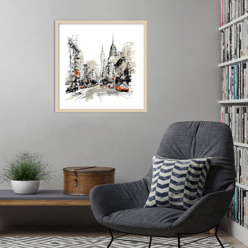 «Illustrated City II New York» par Walker Noble, impression sur bois encadrée, H 25 po x l 25 po