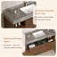 Meuble-lavabo flottant 48 po avec dessus en pierre frittée gris, armoire en bois brun, porte à chevrons en forme de V, tablettes ouvertes et dosseret-69461227-69461228