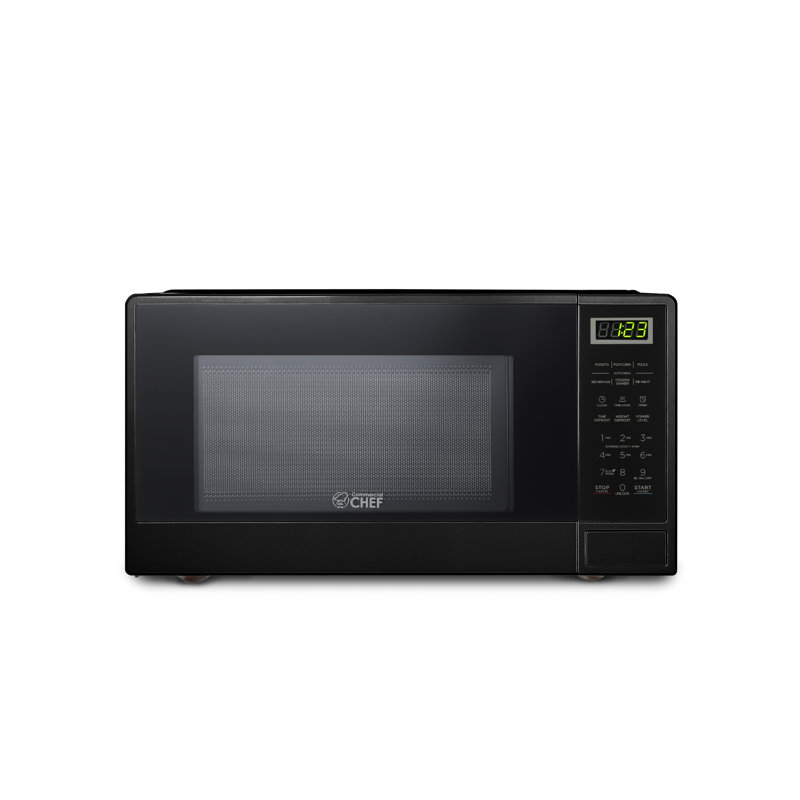 COMMERCIAL CHEF 1.1 Cu Ft Microwave with 10 Power Levels, Small Microwave with Push Button, Black