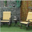 Outsunny 3-Piece Outdoor Gliders Set Bistro Set with Steel Frame, Tempered Glass Top Table for Patio, Garden, Backyard, Lawn, Beige