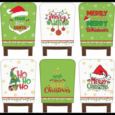 6 Pcs Lime Green Christmas Chair Covers Christmas Chair Back Covers Xmas Chair Protector Slipcovers Washable Winter Dining Room Seat Covers For Home Hotel Kitchen Decorations