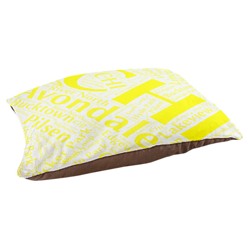 Coussin de chien « districts », Moyen (H 9,5 po x l 28 po x P 18 po), Chicago, Jaune