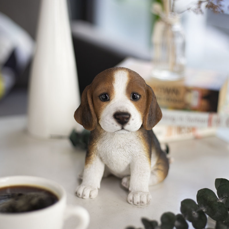 Brown Beagle Decorative Puppy Figurine for Home & Garden Décor, Handpainted Polyresin Dog Statue, Realistic Design | Gift for Dog Lovers | Weather-Resistant Indoor/Outdoor Decor