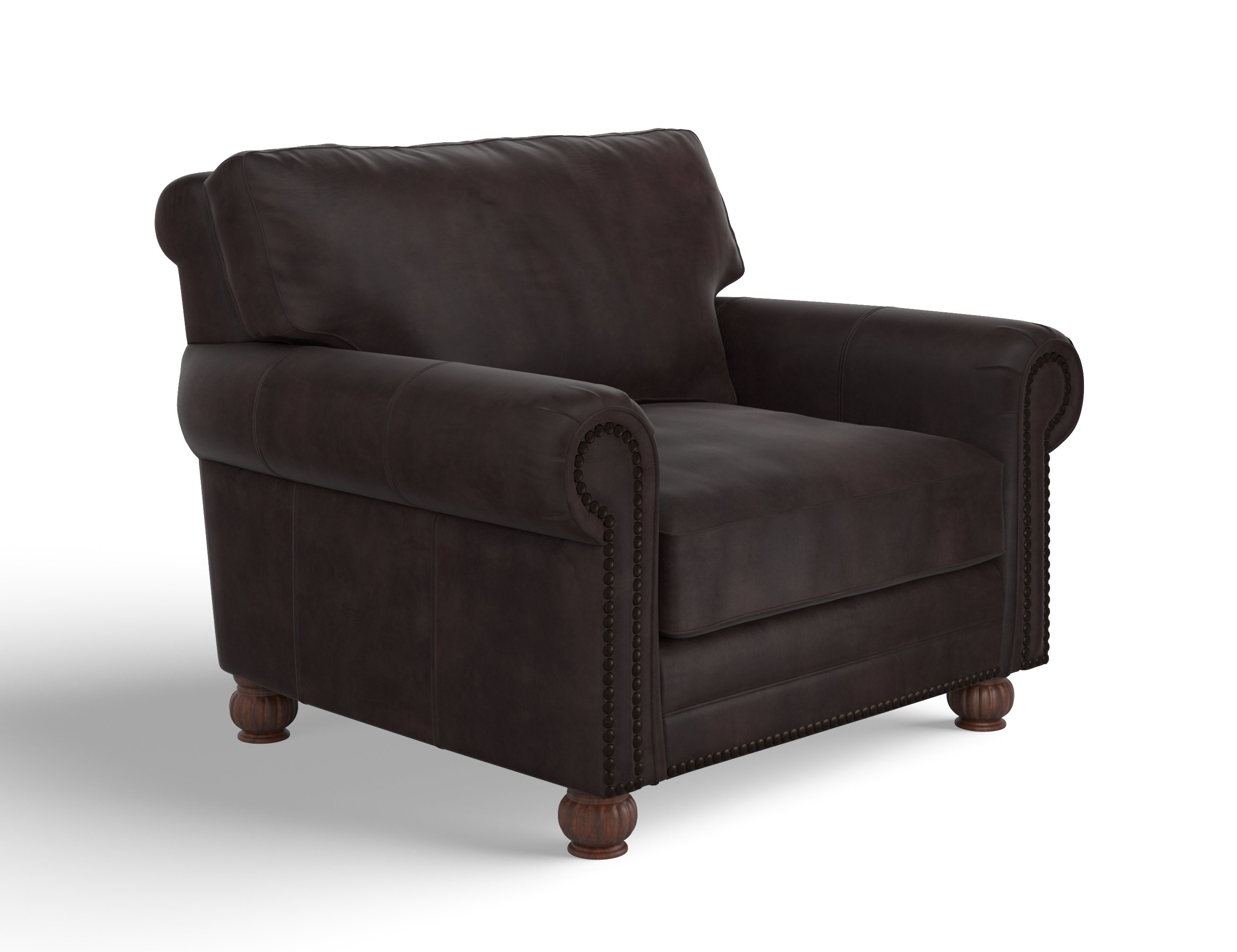 Charleston 52 Deeper and Wider 100 Full Top Grain Leather Chair and A Half with Ottoman Leather Creations Leather Type Cetus Java Genuine Leather
