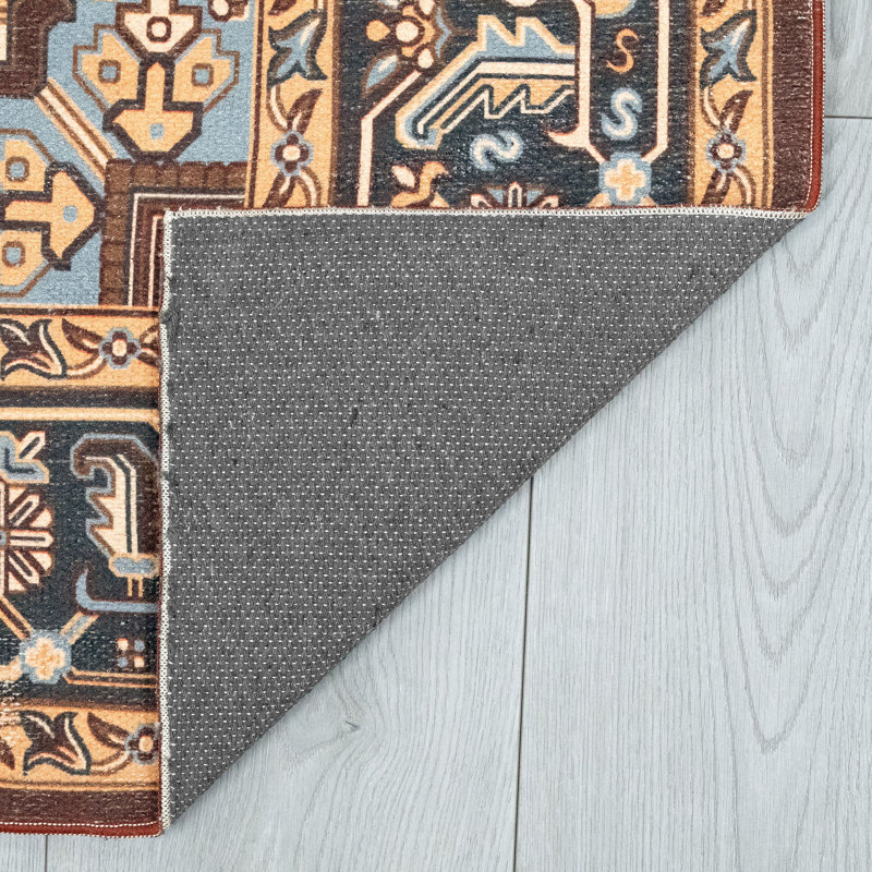 Bouck Easy-care Machine Washable Oriental Area Rug - Brown/Red/Cream, Rectangle 5'3" x 7'3"