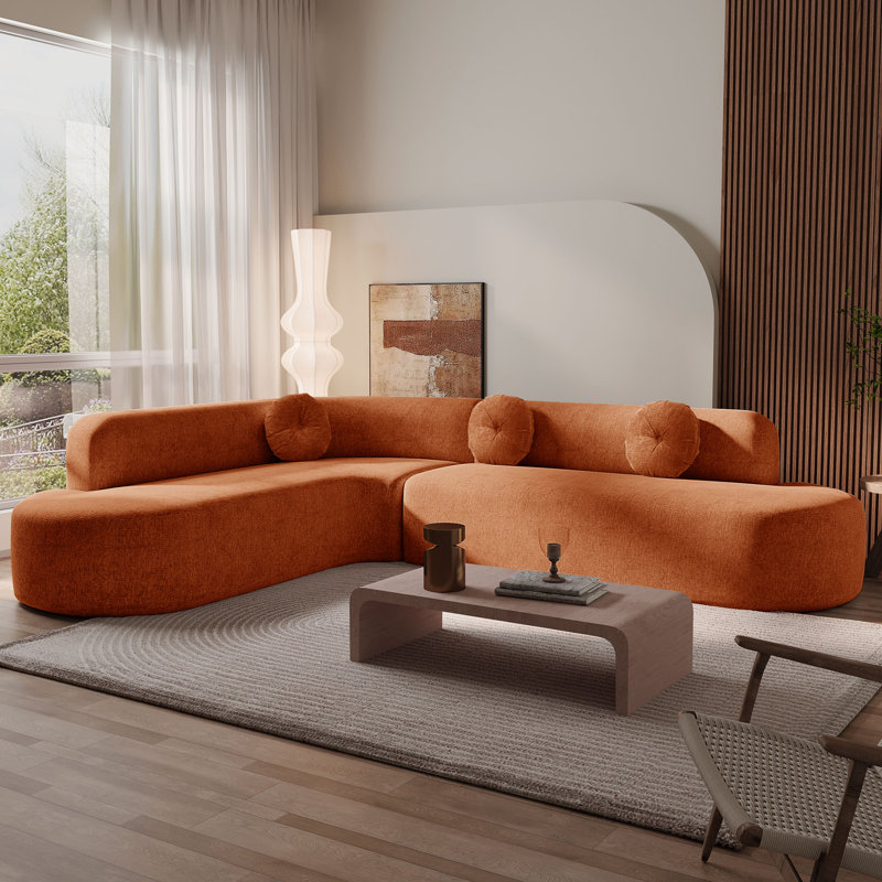 Canapé modulaire à quatre places Salvatore Boneless, Chenille orange