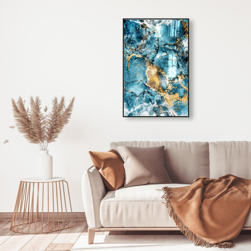 Oliver Gal Strength and Soul Abstract - Leaf & Hand-Applied Glass Coat Framed Canvas Art, 46" H x 31" W, Black