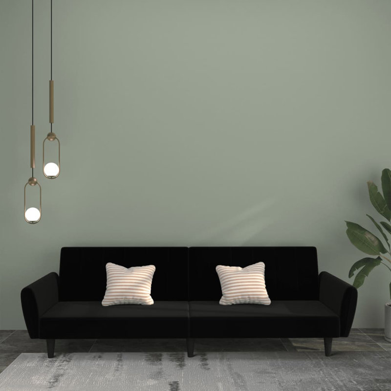 86.6'' Velvet Sofa, Black Velvet