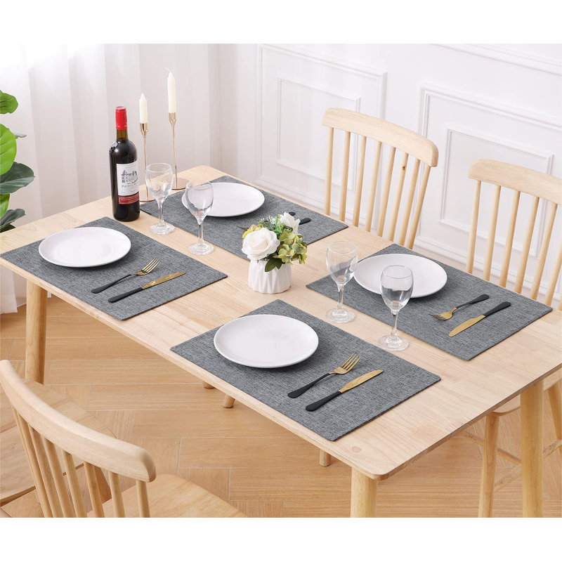 Linen, Cotton Rectangle Placemat, Dark Gray