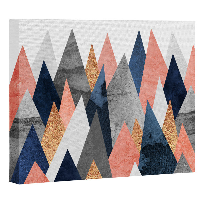 «Pink and Navy Peaks» par Elisabeth Fredriksson, reproduction d'art graphique sur toile, H 8 po x l 10 po x P 1,5 po
