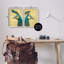 «Teal Peacock Portraits», impression sur bois 2 pièces-93786844-93786846