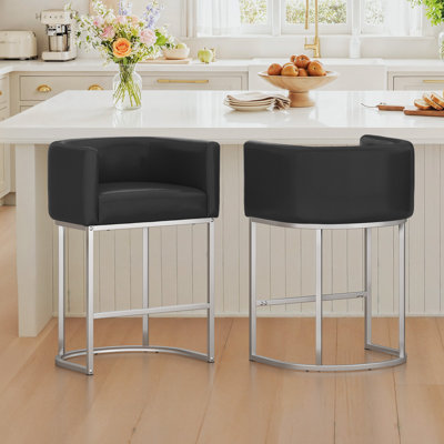 Modern Upholstered Counter Stool with Metal Frame