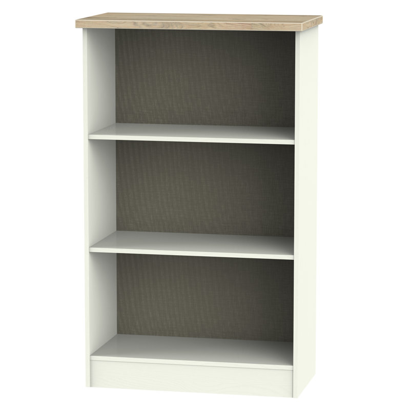Fully Assembled Zenfield Bookcase, Cream Ash/Bordeaux Oak