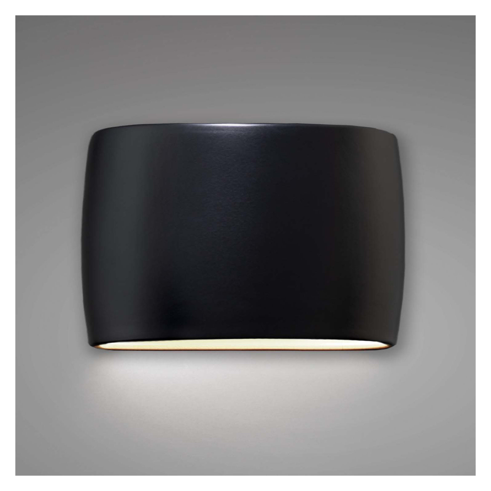 Logan Outdoor Ceramic Wall Light, LED, 9.75" H x 16" W x 4" D, Carbon Matte Black