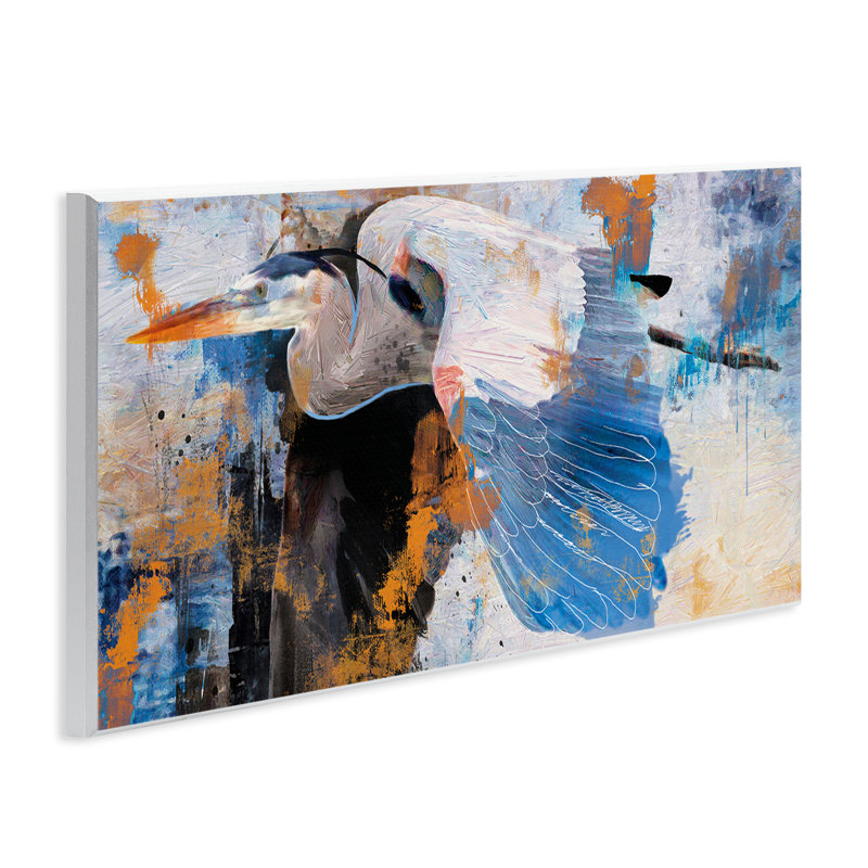  Heron with Abstract Splatter Wall Plaque Art by Porter Hastings