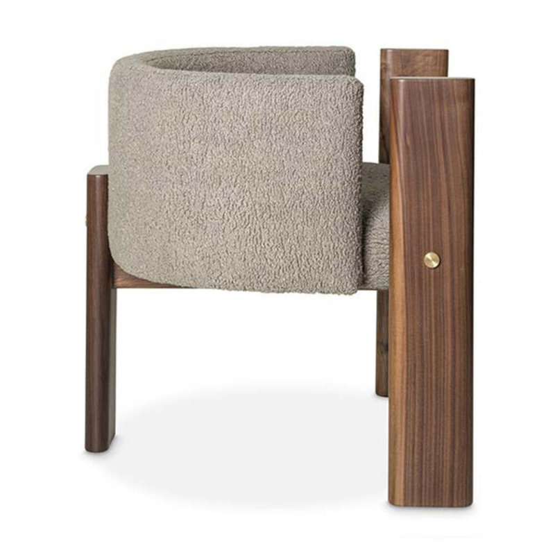 Egg Designs Boucle & Walnut Occasional Chair, Gray