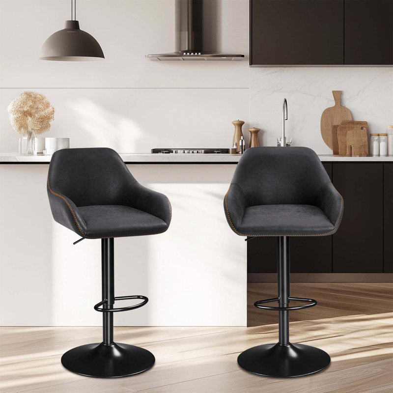 Bigvai Adjustable Height Counter Stool with Metal Frame, Grey