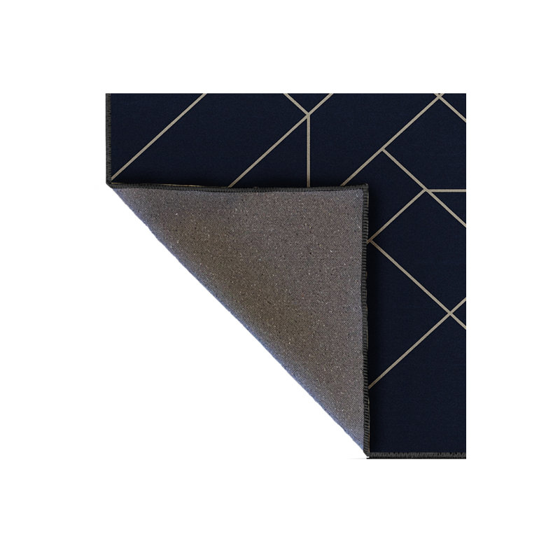 Tapis noir tissé à rayures Mosso, 2'4" x 3'11"
