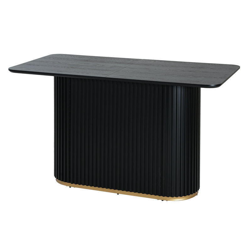 Table de salle à manger à hauteur de comptoir 63 po avec base Tambour - îlot de cuisine noir et meubles Mid-Century, Noir
