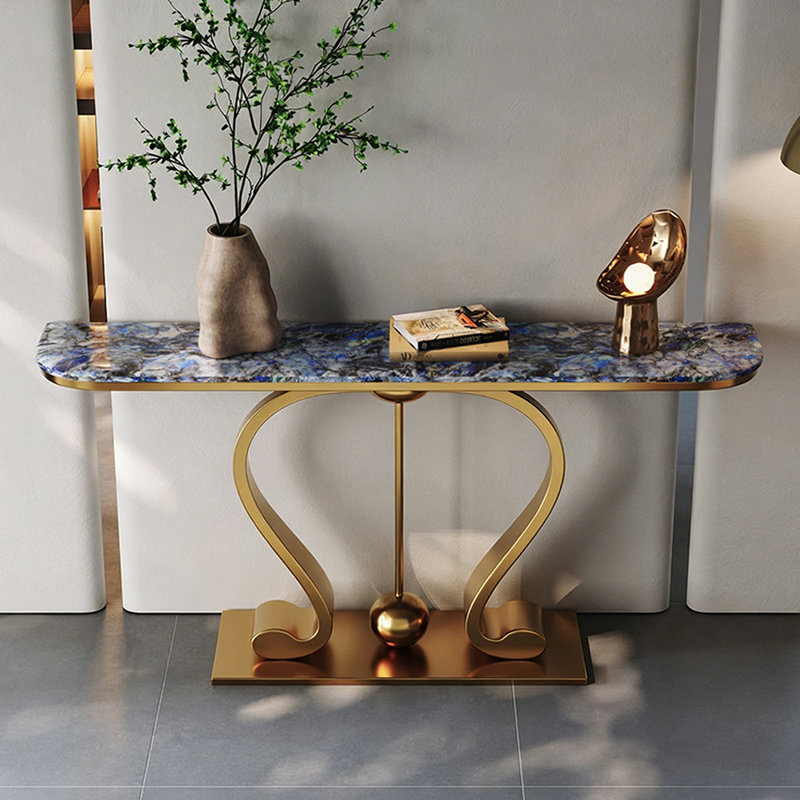 Console de luxe moderne et légère, H 33,5 po x l 63 po x P 15,7 po, Doré
