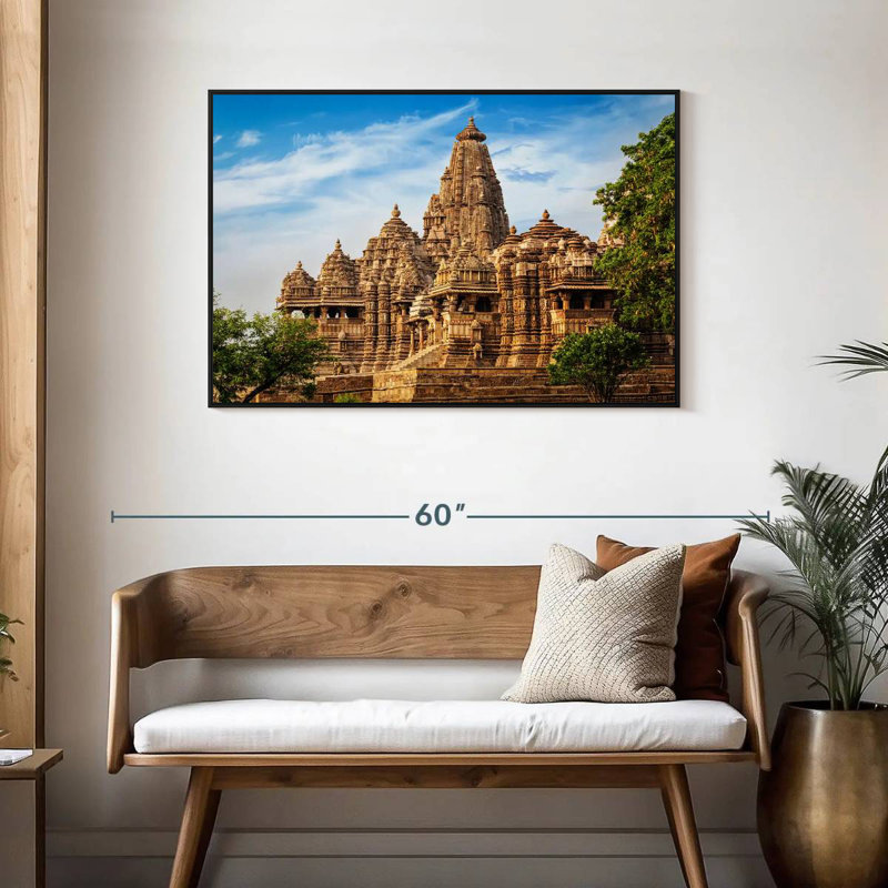 Ancien Kandariya Mahadeva, Cadre flottant noir, 43 po x 29 po
