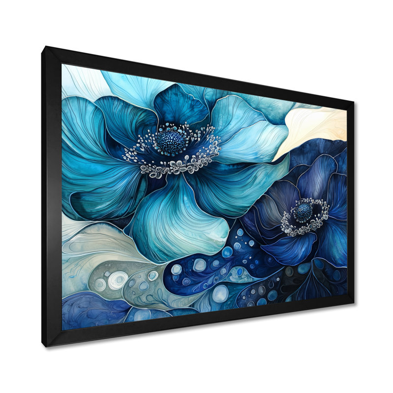 Décoration murale émeraude sérénade de fleurs d'anémone I - Coquelicots, H 30 po x l 40 po, Noir