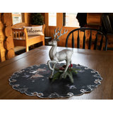 Judeen Silver Reindeer Dark Grey Table Topper (23" Round)