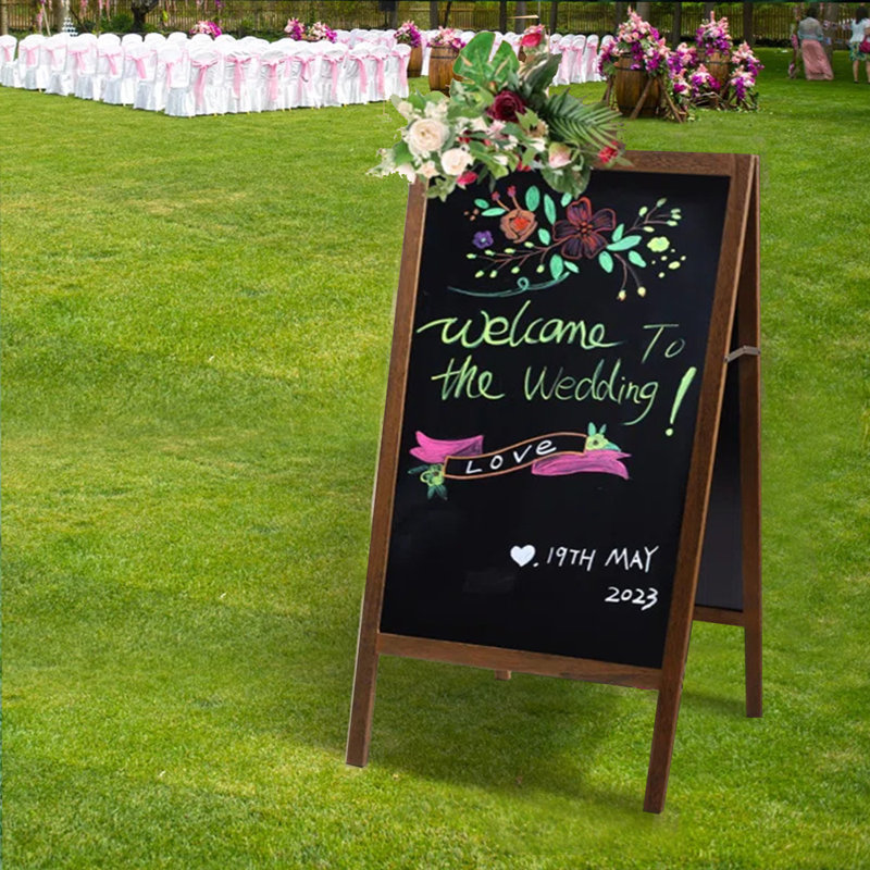Zupora Yes Freestanding Solid Wood Chalkboard