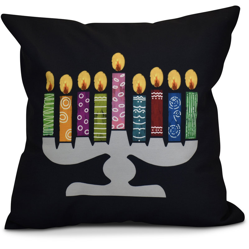 Coussin décoratif Hanoukka 2016, H 18 po x l 18 po x P 2 po, Bleu marine