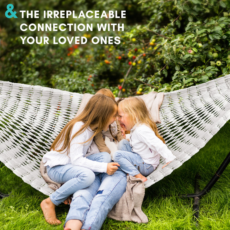 Tranquillo White Woven Polyester Double Hammock with Hanging Kit