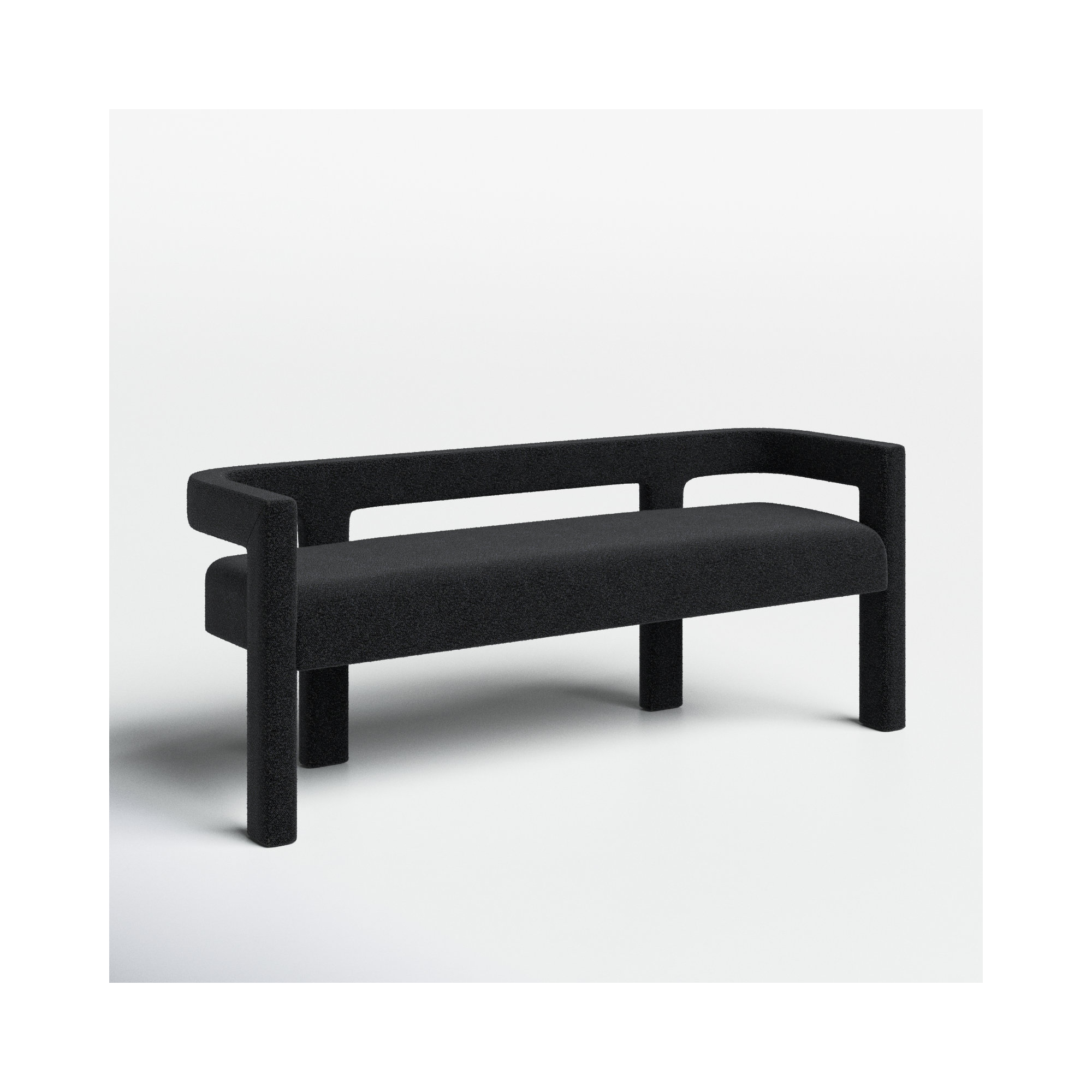 Cedernier Upholstered Boucle Bench, Black