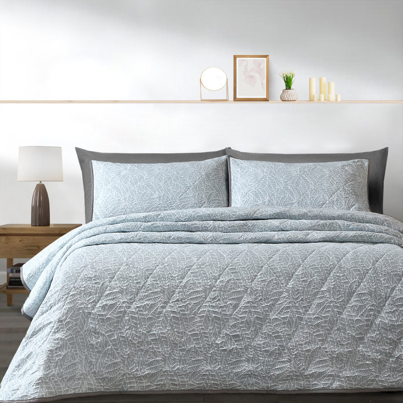 Abhipsa Luxury Jacquard Bedspread Sets, Duck Egg, King Bedspread - 2 Shams