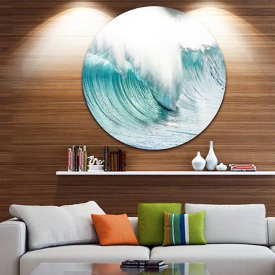" Massive Blue Waves Breaking Beach "