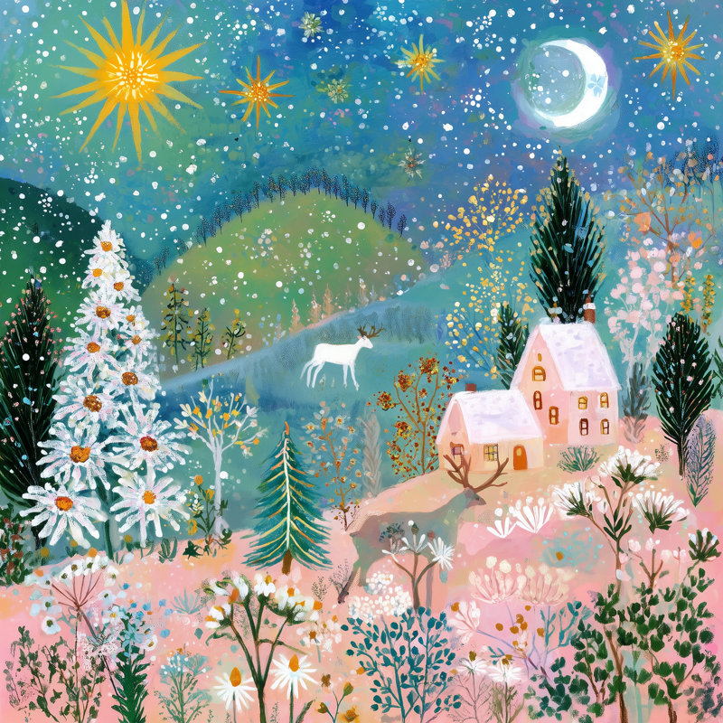 Charmant paysage urbain d'hiver sur toile tendue