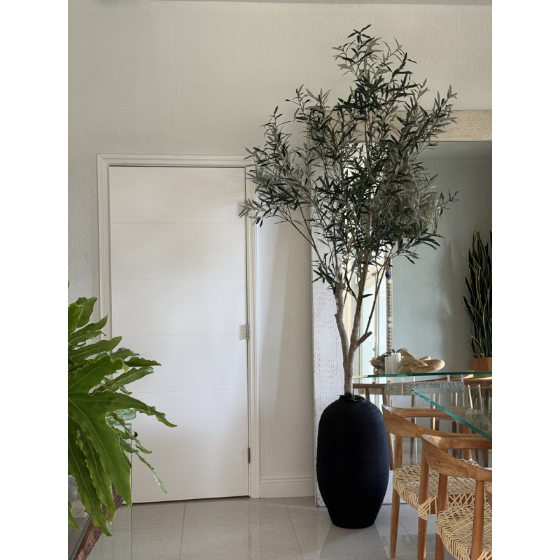 Artificial Olive Tree In White Konos Vase, Black