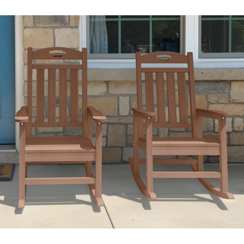 Chaise berçante en PEHD à bascule Adirondack, Teck