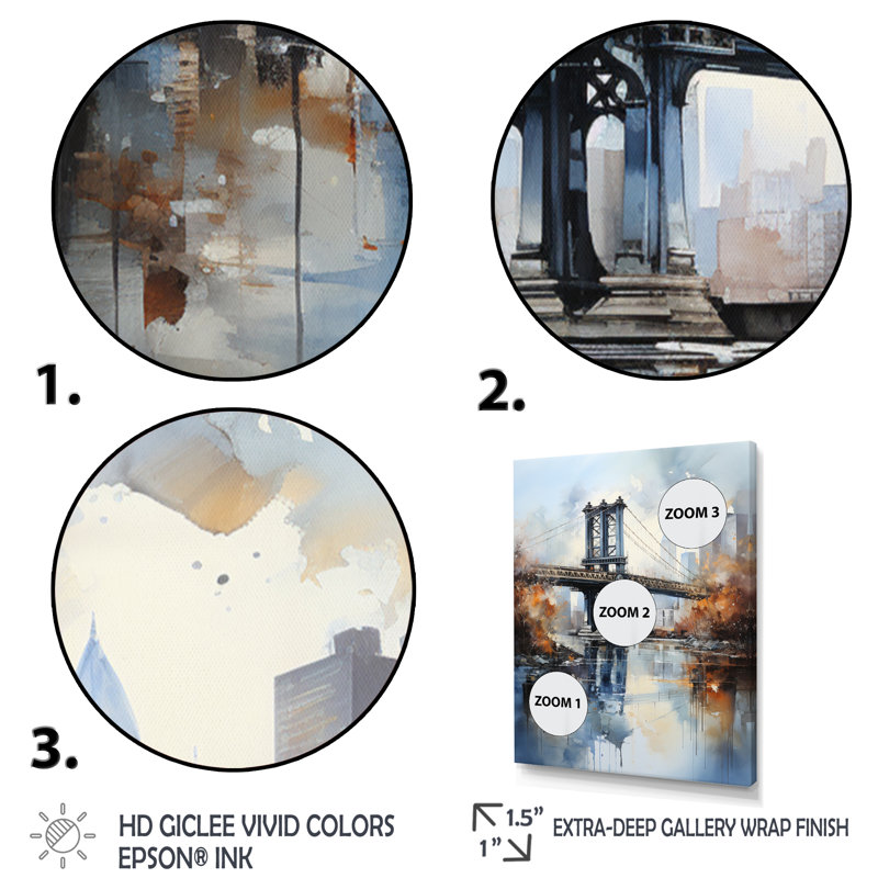 «Ottava Grey Bridge Urban Reflections II», reproduction sur toile, H 44 po x l 34 po x P 1,5 po, Toile tendue