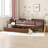 Twin Size Walnut Solid Wood Daybed with 2 Storage Drawers - Convertible Sofa Bed-1933709026-1934364691