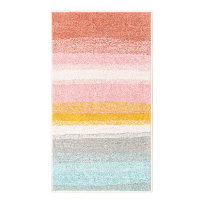 Striped Machine Woven Polypropylene Plastic Rug, Runner 2'2" x 3'11"
